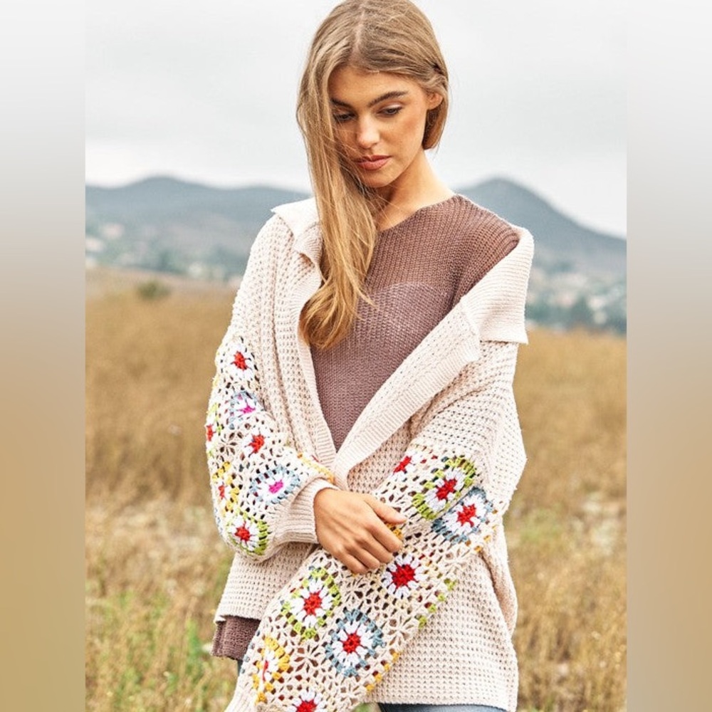 Crochet sleeve sweater
